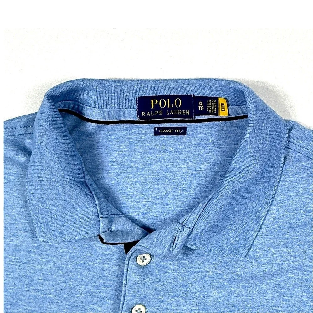 Polo Ralph Lauren Long Sleeve Polo Mens XL Classic Fit Blue Stretch Flesh Pony